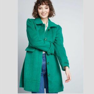 Modcloth Ladylike Lately Collared Coat in Green
